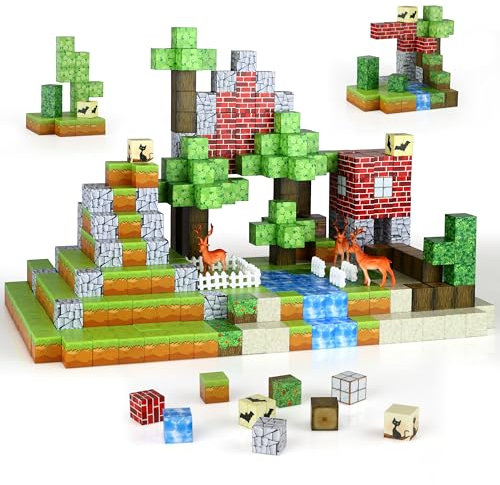 Welmay Magnetic Building Blocks 101PCS, Magnetische Bausteine für Kinder, Montessori Magnetbausteine Spielzeug ab Jungen und Mädchen 3 4 5 6+ Jahren, 2.3CM