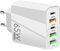 Cargador de movil Cargador USB 5 Puertos de Carga 65W Carga rápida Adaptador USB C Cargador Universal Apto para Todo Tipo de Dispositivos móviles