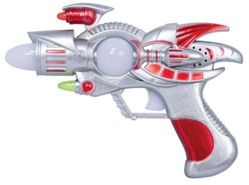 P'TIT CLOWN - 23855 - Faux Pistolet de l'espace - Lumières Clignotantes, Effets Sonores - Accessoire Déguisement Soldat de l’Espace, Alien - Carnaval, Halloween, Cosplay - 3 Piles AA (Non incluses)