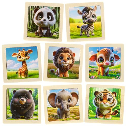 Kaisibum 8 Stück Puzzle Kinder, Tier Holz Kinderpuzzle ab 3 4 5 Jahren Tierpuzzle Holzpuzzle 6 Teile Tier Steckpuzzle Lernspielzeug für Jungen und Mädchen