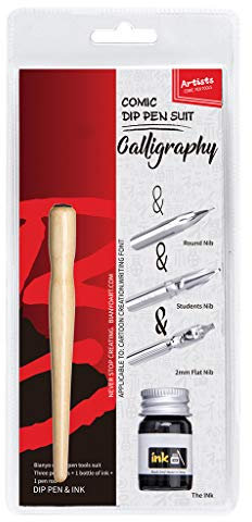 Manga Dip Pen Set Zeichenset 3 Federn Holzhalter Tinte Kalligraphie Werkzeuge