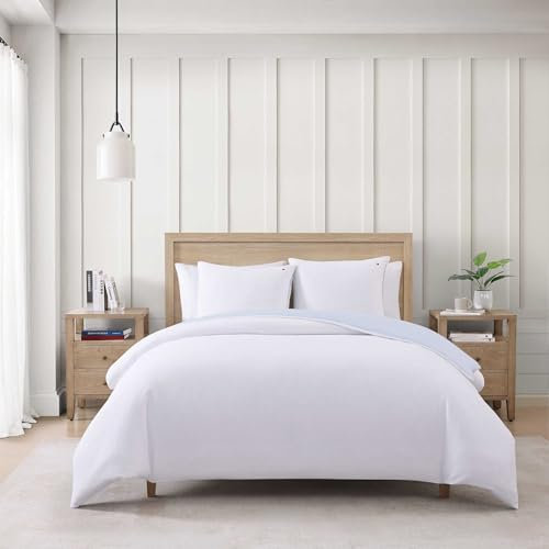 Tommy Hilfiger Bettwäsche-Set, superweiche Bettwäsche mit passenden Kissenbezügen, solide Bett-Essentials (Micro-Piqué-Weiß, Doppelbett/Queen-Size-Bett)