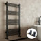 Matt Black Bathroom Straight Heated Towel Rail Radiator 500 x 1200 & Angled Manual Valves