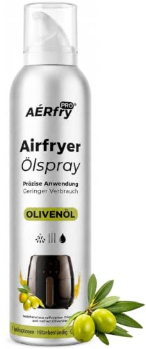 AÉRfryPRO Olivenöl Spray – Ölspray für Airfryer, Braten, Grillen & Kochen | 200 ml, aus Spanien, für kalorienarmes Kochen, ohne Treibgas, 3 Sprühmodi, für Heißluftfritteuse, Gratis Rezept-App