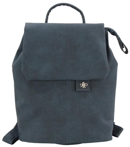JENNIFER JONES - Damen Daypack kleiner modischer Cityrucksack | praktischer Freizeit Rucksack, gepolstert, Magnetverschluss, Reißverschluss, Schultertasche (Navy Blau)