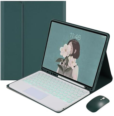 FAYGAOAI Keyboard Case for Samsung Galaxy Tab S9 Ultra 14.6'' 2023 (SM-X910/X916B/X918U), 7 Color Backlit, Smart Trackpad, Magnetic Detachable Wireless Keyboard with S Pen Holder,Dark Green