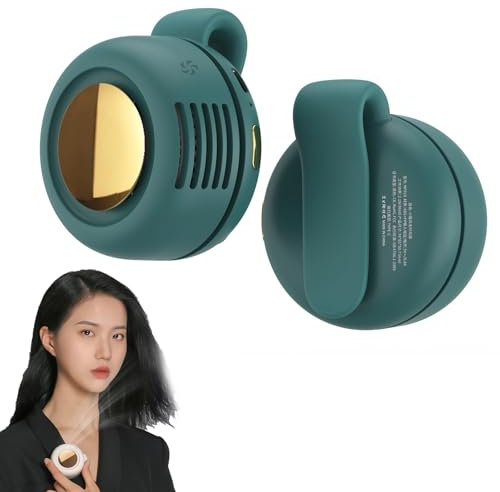 Clip On Fan, Small Whirlwind Clip Waist Neck Fan, Portable Clip on Fan for Clothes, USB Rechargeable Silent Bladeless Fans with 3 Speeds, Mini Wearable Personal Fans for Waist Belt Travel (Green)