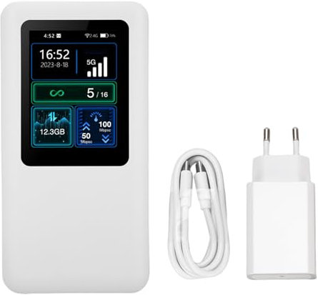 Fyearfly Punto de Acceso Móvil WiFi, 5G 2.4GHz 5.8GHz Router 1.8 Pulgadas TFT MIPI LCD Pantalla Portable WiFi 6 Travel Router con Ranura de Tarjeta SIM (EU)