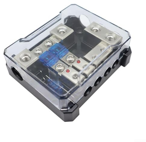4-Way Fuse Holder Block with 60A Fuses, Car Audio Fuse Box for Car & Boat Audio Systems