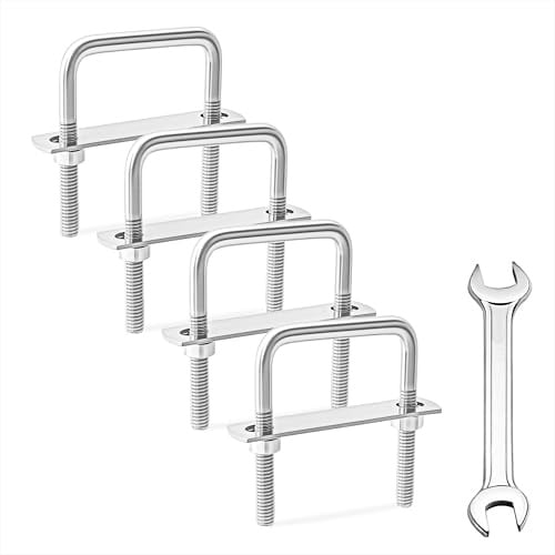 Bulloni a U Quadrato M8, Bullone a U in Acciaio Inox con Dadi e Piastra Di Telaio per Riparazione Fissaggio Tubi Traino Auto Barche Industriali 4 Pezzi M8 40x65mm