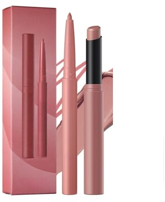 ZWWOGE Matita per Labbra Rosa con Rossetto Impermeabile, Matita per Labbra Girevole a Lunga Tenuta, Rossetto Liquido Opaco, Resistente allo Strofinio, Altamente Pigmentato Contorna le Tue Labbra