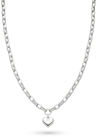 s.Oliver Damen Schmuck – Chunky Herz Halskette, Armband und Creolen aus Edelstahl in verschiedenen Farben – Stylisch, Alltagstauglich & Zeitlos modern