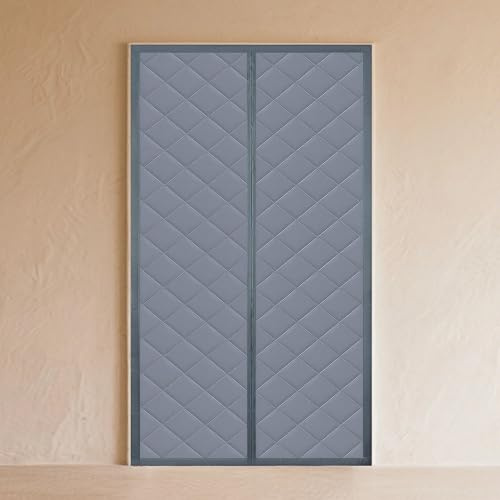 Isolation Thermique Porte 89 x 195 cm Vent et Insonorisant Magnétique Rideau de Porte Sans Perçage, Étanche, Adapté Aux Animaux Domestiques pour L'Été et L'Hiver, gris argenté