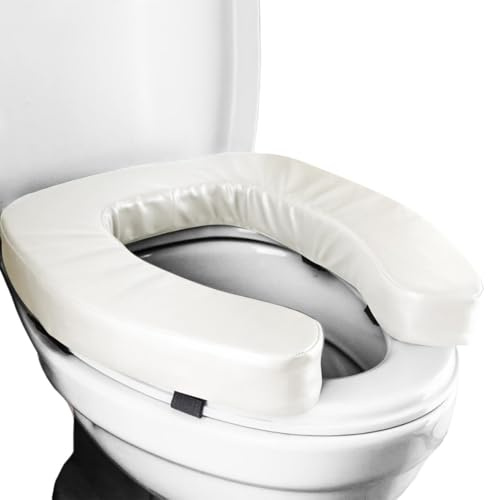Padded Toilet Seat Riser, Add 2Inch Firm Raised Toilet Seat Cushion, Universal Fit Foam Mat, with Anti-Slip Texture Design, for Elderly Disabled Adult for Hip Knee or Pregnancy Recovery