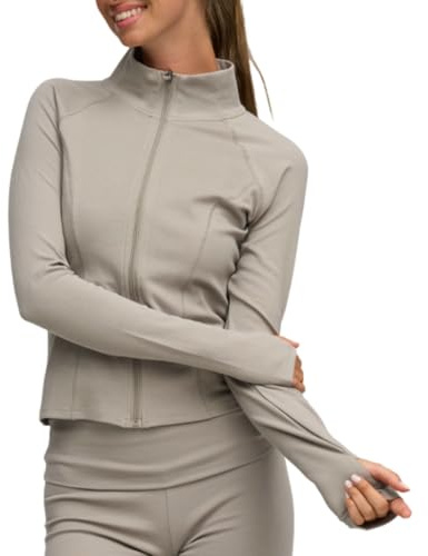 creamy fabrics Damen Cotton Body Fitted Zipper Jacke – Slim Fit Loungewear Jacke aus Baumwolle für Alltag, Reisen und entspannte Tage zuhause
