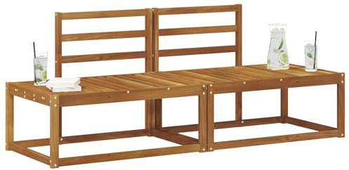 vidaXL Outdoor End Sofa 2 Stück Natur 182,5 x 63 x 73 cm, Balkonmöbel, modernes Akazienholz, langlebiges wetterbeständiges Design, vielseitig für den Außenbereich