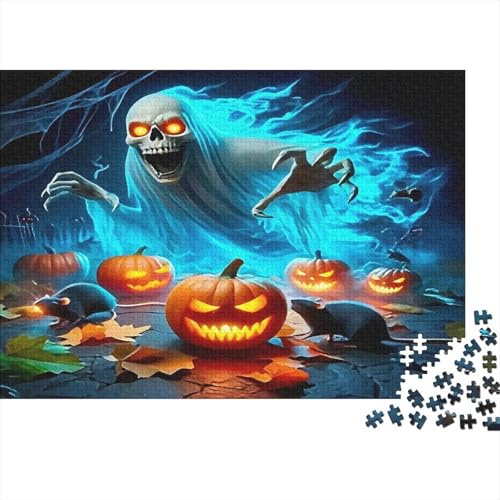 1000 Teile Geist Halloween Papier Puzzle für Erwachsene Großformat Knobelspaß Spuk Kürbispuzzle für Wanddekoration 70x50cm/1000pcs