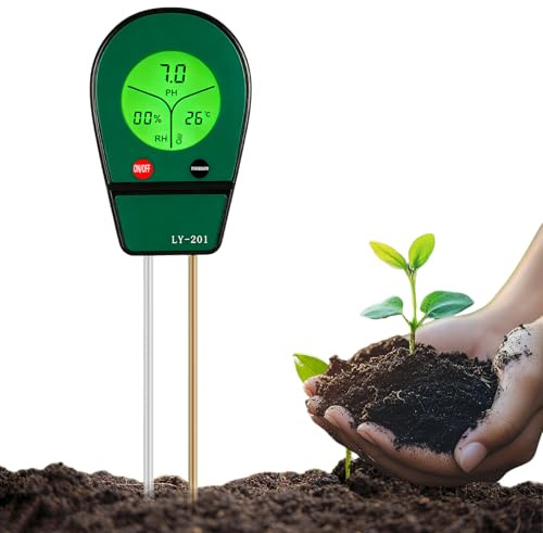 RUTIDA Bodentester, Boden-pH-Messer 3-in-1 Bodentest Messgerät für für Temperatur/pH/Feuchtigkeit, Boden-Feuchtigkeitsmessgerät für Pflanzenerde, Garten, Bauernhof, Rasen