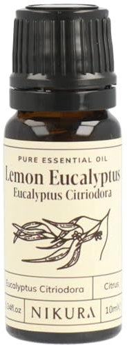 Nikura Lemon Eucalyptus (Eucalyptus Citriodora) Essential Oil - 10ml | 100% Pure Natural Oils | Perfect for Aromatherapy | Great for Repelling Insects, Decongestant, Clean Home | Vegan & UK Made