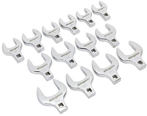 Sealey S01109 Metric Crows Foot Open End Spanner Set, 1/2 Square Drive, 14 Pieces