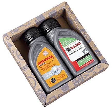 Lustapotheke® Geschenkset für KfZ Mechaniker oder Hobby Schrauber - 2x Duschgel für Männer im Motoröl-Design 1 - ohne Personalisierung