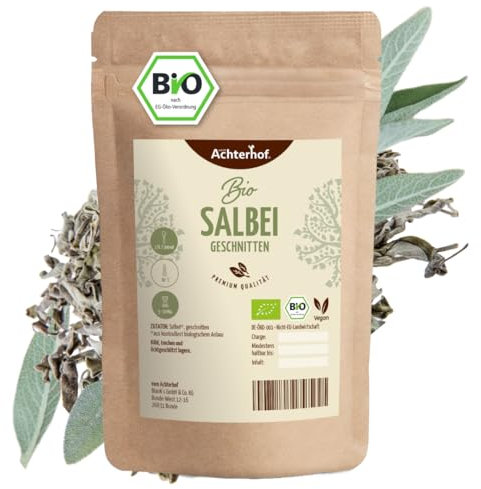 Salbei Bio 250g | Salbeiblätter getrocknet und geschnitten | naturrein in Bio-Qualität | Salbeitee | vom Achterhof