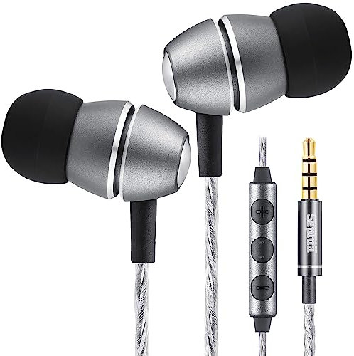 Sephia SP3030VC Earbuds in-Ear Headphones with Microphone and Volume Controller Wired 3.5mm Earphones Enhanced Bass Tangle-Free 3.9 Feet Long Cord Heavy Bass for Computers Laptops Smartphones