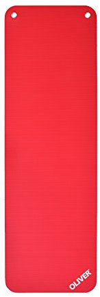 Oliver – Rutschfeste Sportmatte gerillt mit Ösen – Yogamatte für Pilates, Gymnastik & Fitness – hautfreundlich & feuchtigkeitsabweisend – Gymnastikmatte Fitnessmatte (180 x 60 x 1cm | Rot)