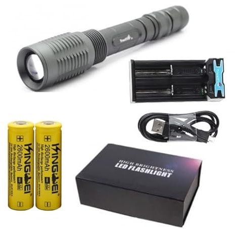 Linterna Trustfire Z5 ZOOM - 1 Led CREE XML-T6 1600lm Doble batería 300-400 metros (Kit Nº2 (Kit de alumbrado))