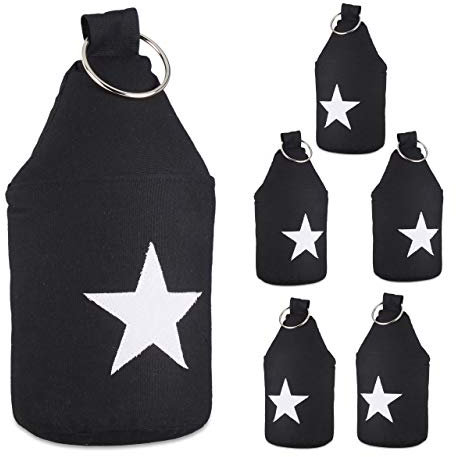 Relaxdays 6er Set Türstopper Stern, Türpuffer Stoff, Türsack Boden, extra hoch, mit Griff, dekorativ, HxD: 23 x 11 cm, schwarz