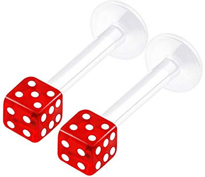 KJM FASHION 2 STK Durchsichtig Bioflex Lippe 1,2 mm 16 g 8mm 5/16 3mm Würfel Kugel Vertical Labret Madonna Vertical Labret Ohrringe Piercing Schmuck 1652