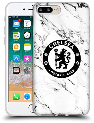 Head Case Designs Officially Licensed Chelsea Football Club White Marble Crest Gel Case [Military Grade Protection] Compatible With Apple iPhone 7 Plus/iPhone 8 Plus