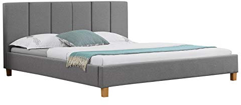 CARO-Möbel Polsterbett Jason Bettgestell 180x200 cm Doppelbett Designbett inklusive Lattenrost Textilbezug in grau