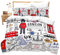 Loussiesd Kinder Teen Betten Set London Telefonzelle Bettwäsche Set für Jungen Mädchen Doppeldecker-Bus Himmlische Qualität Bettbezug mit 1 Kissenbezug Einzelbett 2 teilig 135x200 cm + 80x80 cm