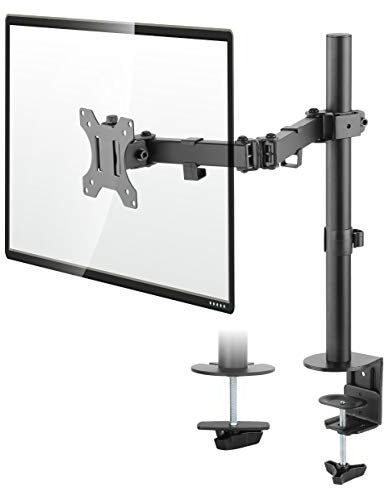 TTAP Monitor Mount for 13-32” Screens - Single Arm Desk Stand Bracket with Clamp - Ergonomic 90° Tilt, 360° Rotation & 180° Swivel Arm - VESA Dimensions: 75x75-100x100 (Single Arm)