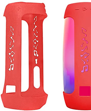 Geekria Silicone Speaker Case Cover, Compatible with JBL Pulse 4, Protective Waterproof Soft Skin, Replacement Speakers Travel Carrying Case with Keychain Hook, with Shoulder Strap