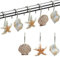 FINROS Seashell Ganchos para cortina de ducha, 12 ganchos decorativos de resina antioxidantes para baño, habitación de bebé, dormitorio, decoración de sala de estar (marrón claro)
