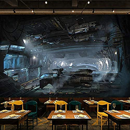 Foto Wallpaper 3D Stereo Gaming Room Wandbild Cosmic Space Cabin Spacecraft Wandbild Restaurant Wandbild Bar Studio Wanddekoration fototapete 3D Tapete effekt Vlies wandbild Schlafzimmer-200cm×140cm
