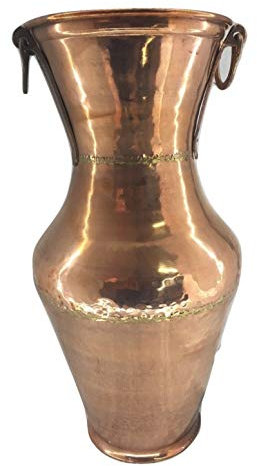 artigianatodaloise Schirmständer Amphore aus Kupfer mit Griffen Möbel Haus Wohnzimmer 64 x 33 cm