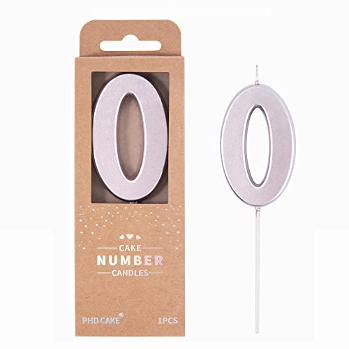 PHD CAKE 2.76 Inch Modern Rose Gold 0 Number Birthday Candles, Rose Gold Number Candles, Cake Number Candles, Party Celebration