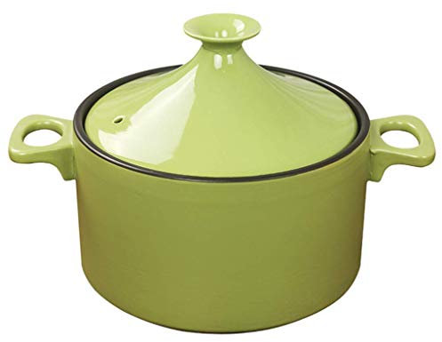 FZYE Sauce Side Dish,Moroccan Tagine Cooking Pot,Steamer Bra Braise Pan,Handmade Ceramic Casserole,4L Tagine Ceramic Pot,Healthy Clay Pot for Braising Slow Cooking Yellow 4l