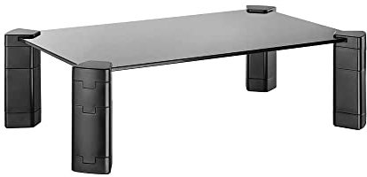 CABLEPELADO Soporte Elevador para Monitor, Alzador Pantalla Ordenador, Soporte alzador de mesa para portátil, Apto para monitores hasta 32 pulgadas, Soporta hasta 20kgs, Plástico y cristal templado