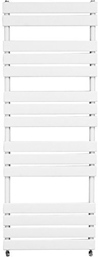 Warmehaus 68mm Pipe Diameter Flat Panel Heated Towel Rail Radiator Ladder Rad 1600 x 600mm Bathroom Central Heating White