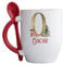 Personalised Red Handle Mug with spoon, Christmas Alphabet with nutcracker soldier design, gold Initial hot chocolate, Cute Xmas mug