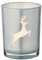 EDZARD Teelichtglas Loki Right (Höhe 13 cm, Durchmesser 10 cm) grau/Gold, Windlicht mit Hirsch-Motiv