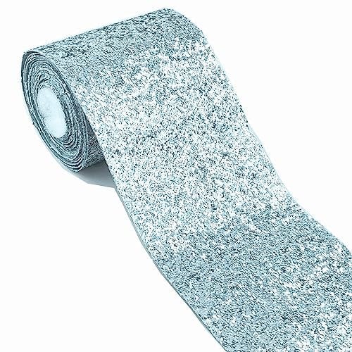WDragon Glitzer-Tapetenbordüre, zum Abziehen und Aufkleben, glitzernde Wandbordüre, Decke, dekorative Bordüre für Zuhause, Zimmer, Wand, Schwarz, Silber, Gold (Silber)
