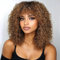 FASHION IDOL Bob Curly Echthaar-Perücken mit Pony Jerry Curl Bob Perücken Echthaar brasilianische Virgin Echthaar keine Lace Front Perücken für Frauen (35CM, Braun&Gold)