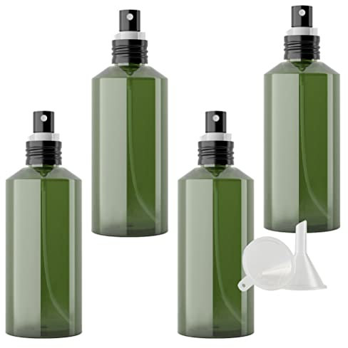 PQPAUTY 4 Piezas Pequeño 200ml Botella de Spray Plástico Vacías Verde Niebla Atomizador con un Clip de Bloqueo de Viaje Recargable Conjunto de Botellas para Perfume Maquillaje Cosmético Contenedor