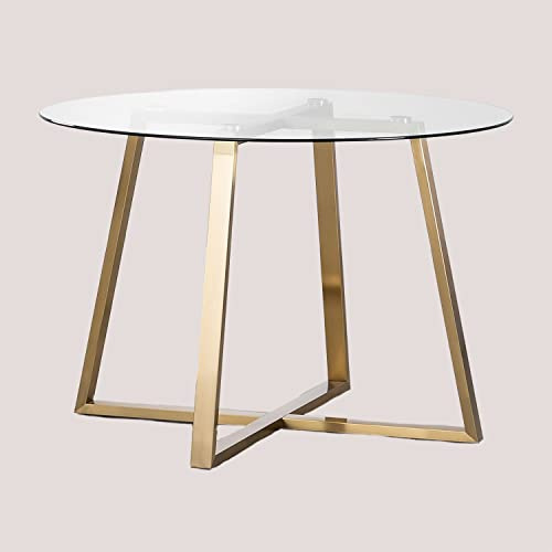 SKLUM Table Ronde en Verre et Acier (110 cm) Salyms -