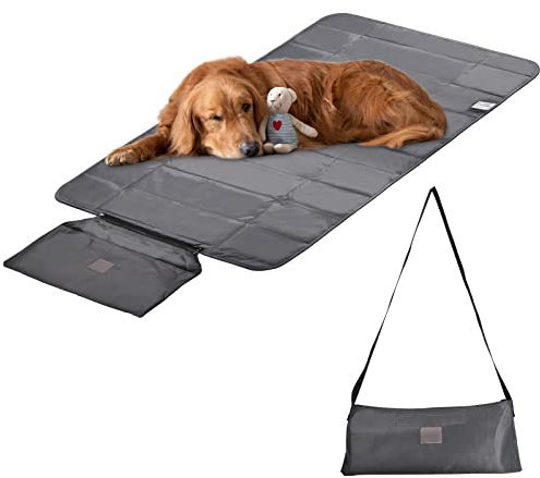 Hundedecke Outdoor, Hundepolster Wasserdicht Faltbar, Decke Hund Unterwegs, Katzendecken Waschbar, Hundematte Wasserdicht für Draußen - 100 x 70cm (Grau)